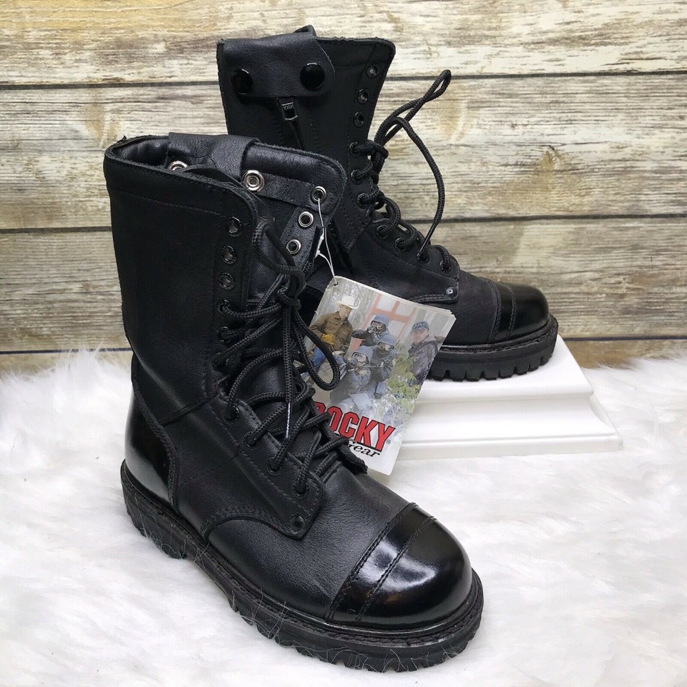 Rocky Outdoor Gear Black Leather Jump Combat Boots